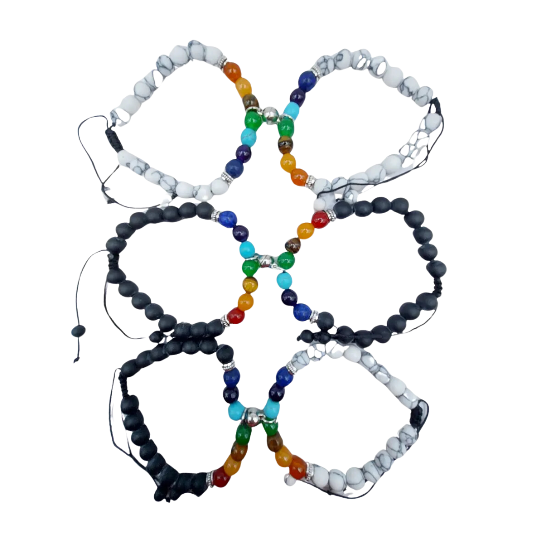 PULSERA PAREJAS 7 CHACKRA AMARRA + CAJA