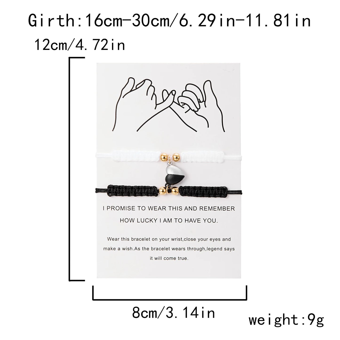 Par de Pulseras Hilo Corazón - Unidos con Imán