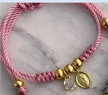 Pulsera Hilo Virgen Milagrosa y Sagrado Corazón Jesús