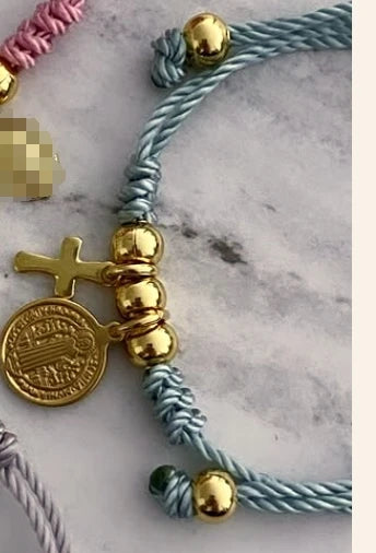 Pulsera Hilo Virgen Milagrosa y Sagrado Corazón Jesús
