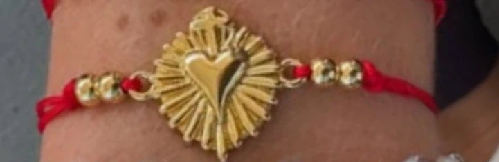 Pulsera Hilo Virgen Milagrosa y Sagrado Corazón Jesús