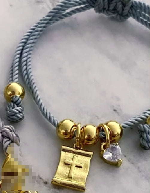 Pulsera Hilo Virgen Milagrosa y Sagrado Corazón Jesús