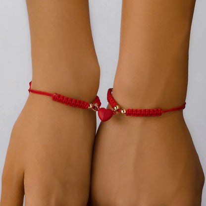 Par de Pulseras Hilo Corazón - Unidos con Imán