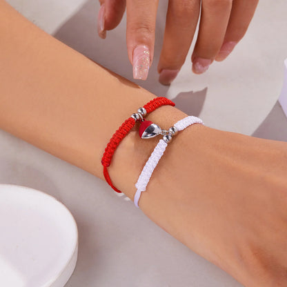 Par de Pulseras Hilo Corazón - Unidos con Imán