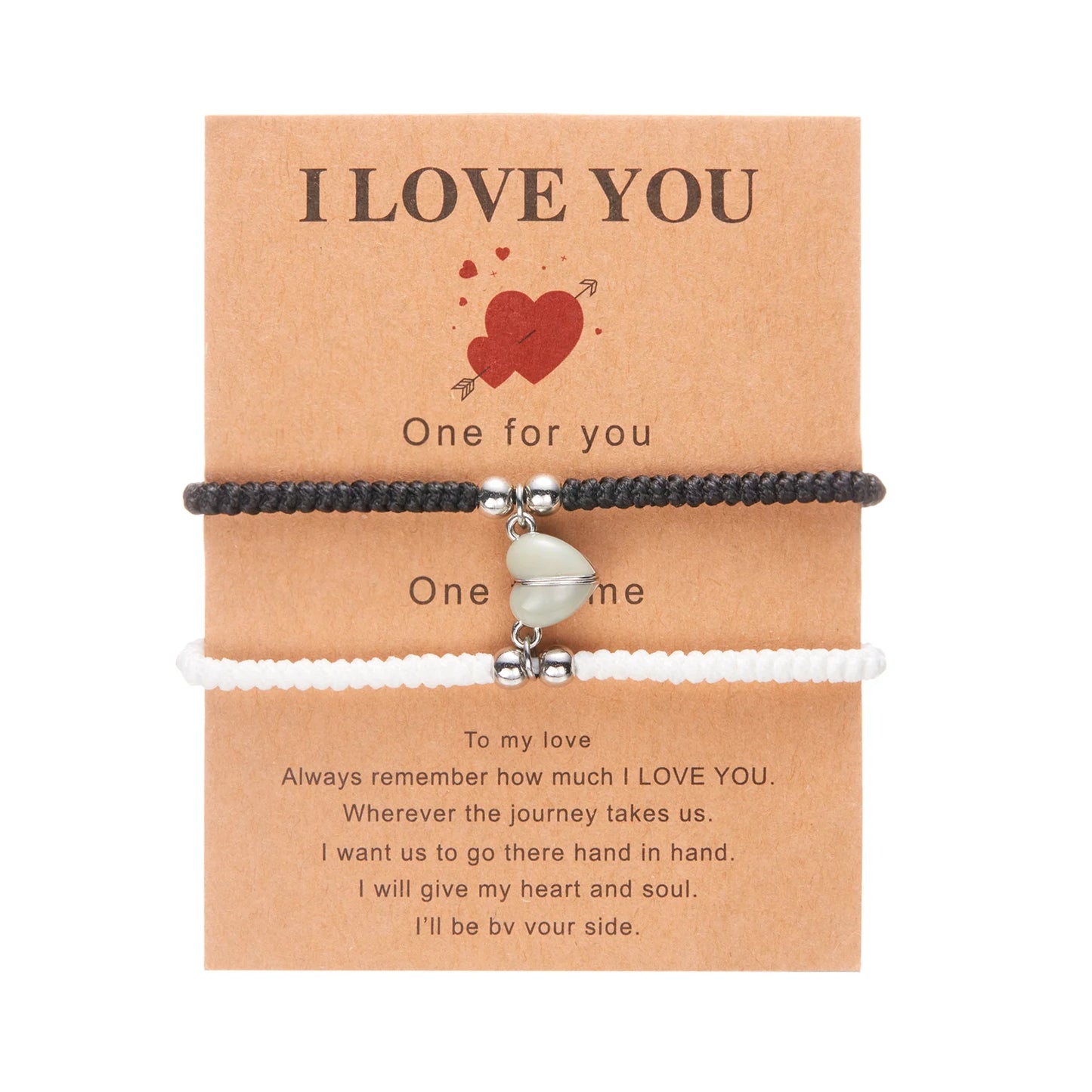 Par de Pulseras Hilo Corazón - Unidos con Imán