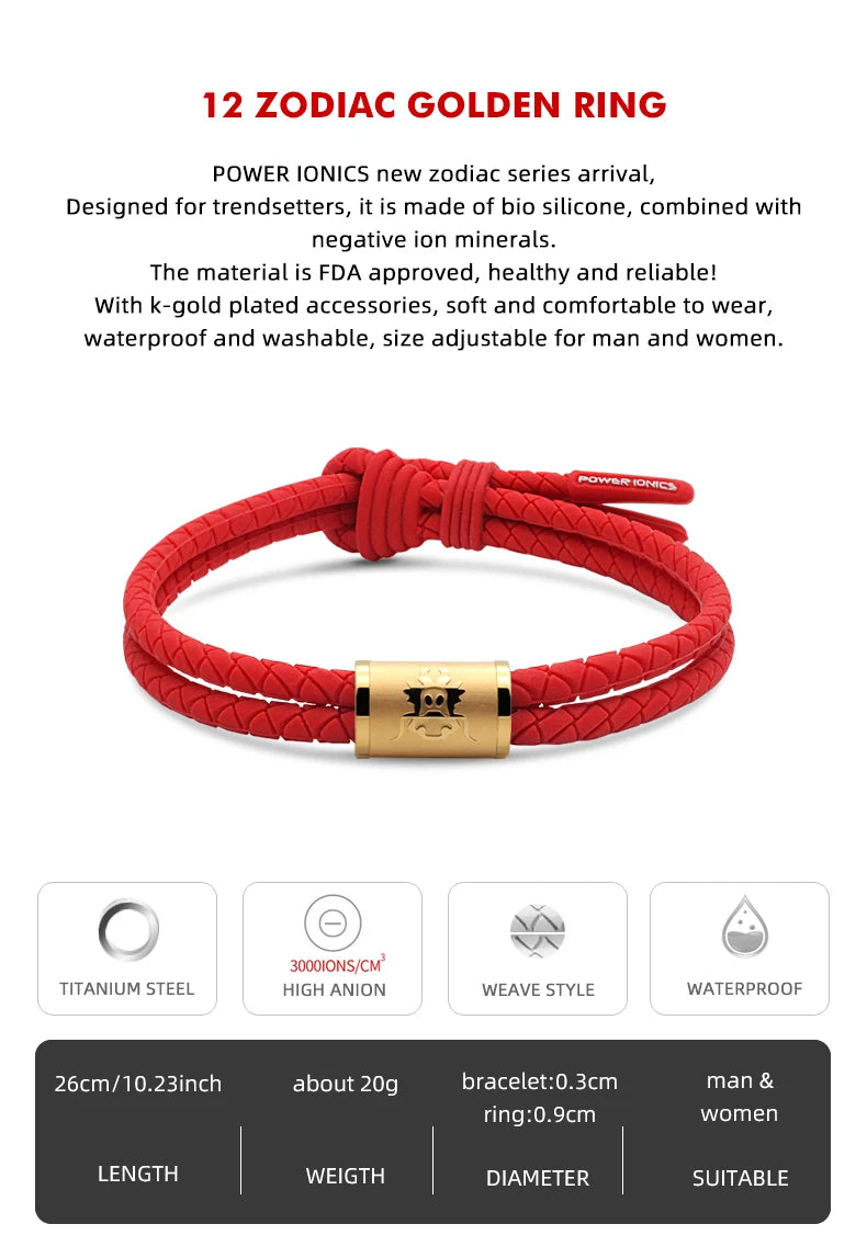 Pulsera Iónica con Signo Zodíaco Chino