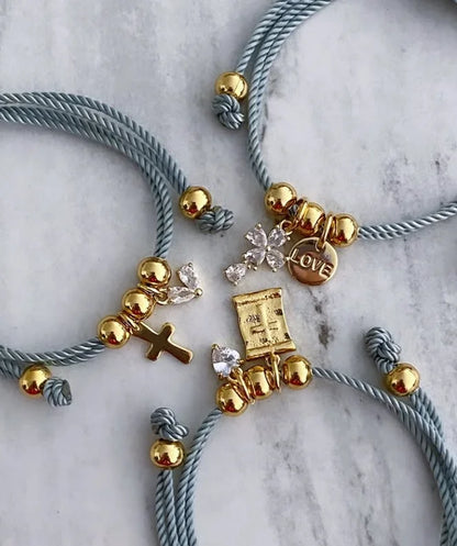 Pulsera Hilo Virgen Milagrosa y Sagrado Corazón Jesús