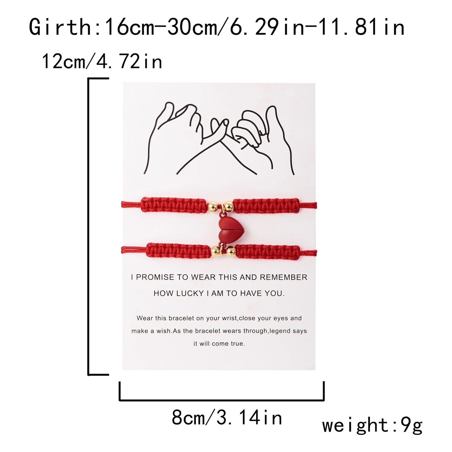 Par de Pulseras Hilo Corazón - Unidos con Imán