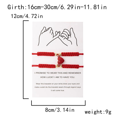 Par de Pulseras Hilo Corazón - Unidos con Imán