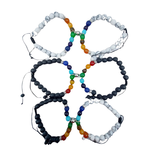 PULSERA PAREJAS 7 CHACKRA AMARRA + CAJA